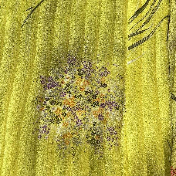 Vintage Lemon Yellow Silk Floral Blouse - Picture 4 of 9